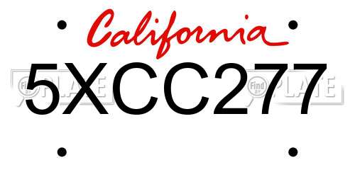5XCC277 California License Plate