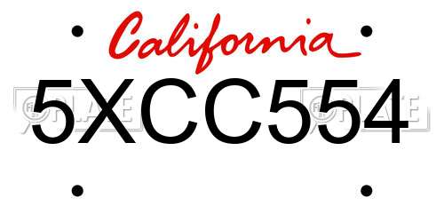 5XCC554 California License Plate