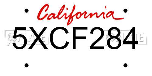 5XCF284 California License Plate