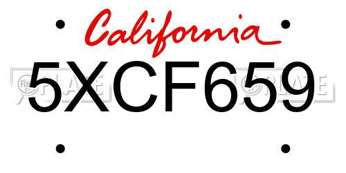 5XCF659 California License Plate