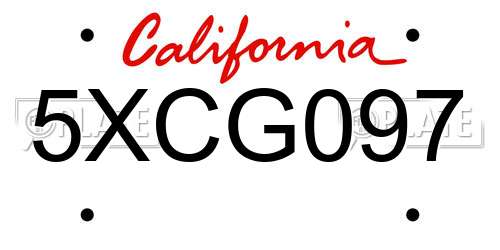 5XCG097 California License Plate
