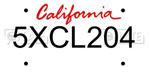 5XCL204 California License Plate
