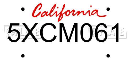 5XCM061 California License Plate