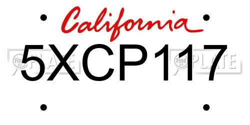5XCP117 California License Plate