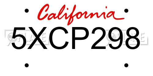 5XCP298 California License Plate