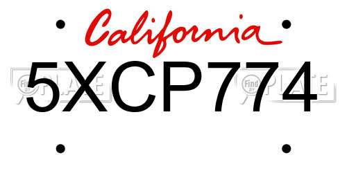 5XCP774 California License Plate