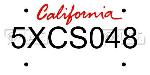 5XCS048 California License Plate