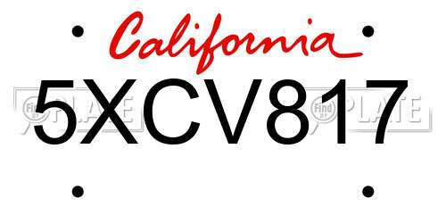 5XCV817 California License Plate
