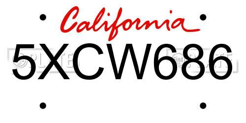 5XCW686 California License Plate