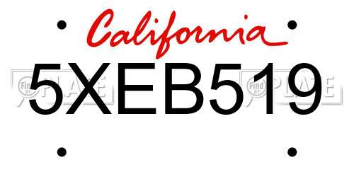 5XEB519 California License Plate
