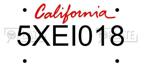 5XEI018 California License Plate