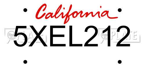 5XEL212 California License Plate
