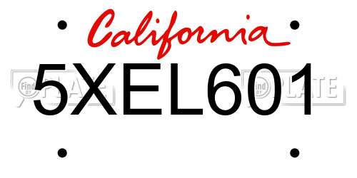 5XEL601 California License Plate