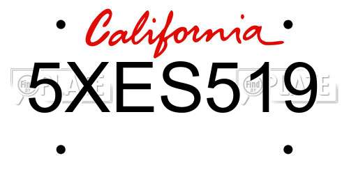 5XES519 California License Plate