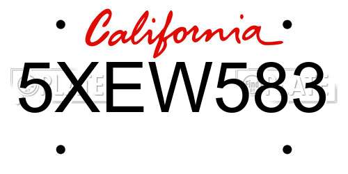 5XEW583 California License Plate