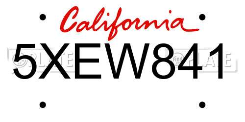 5XEW841 California License Plate