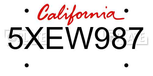 5XEW987 California License Plate