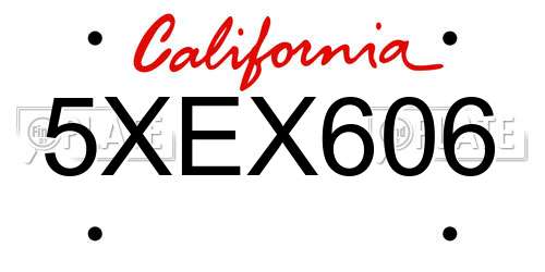 5XEX606 California License Plate