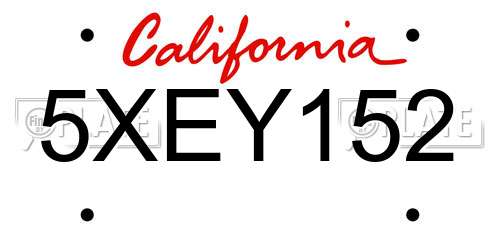 5XEY152 California License Plate