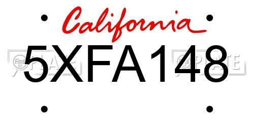 5XFA148 California License Plate