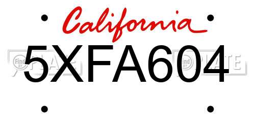 5XFA604 California License Plate