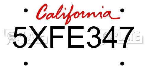 5XFE347 California License Plate