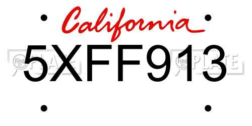 5XFF913 California License Plate