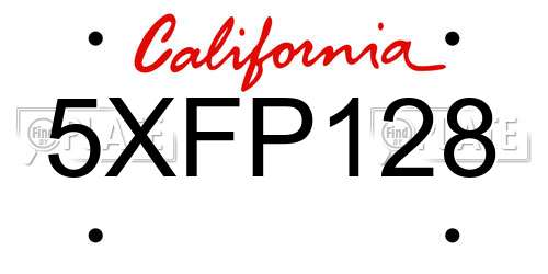 5XFP128 California License Plate