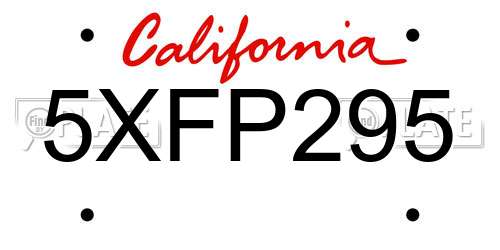 5XFP295 California License Plate
