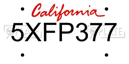 5XFP377 California License Plate