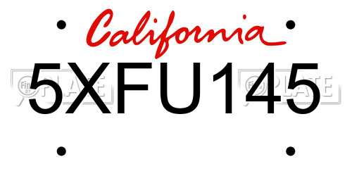 5XFU145 California License Plate