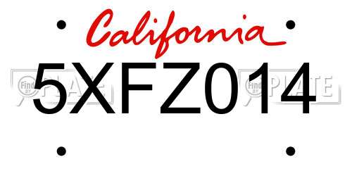 5XFZ014 California License Plate
