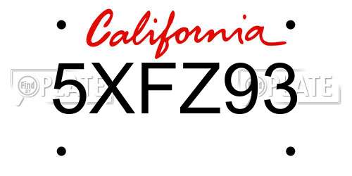 5XFZ93 California License Plate