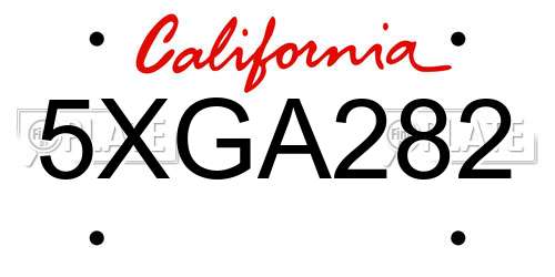 5XGA282 California License Plate