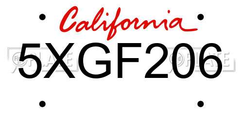 5XGF206 California License Plate