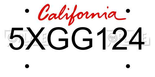 5XGG124 California License Plate
