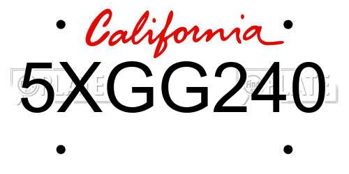 5XGG240 California License Plate