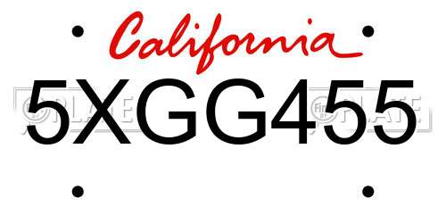 5XGG455 California License Plate
