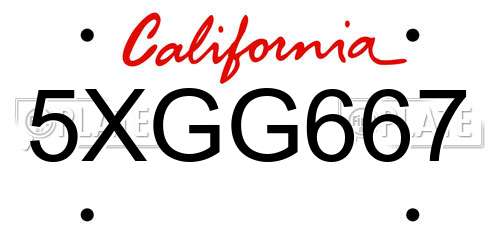 5XGG667 California License Plate