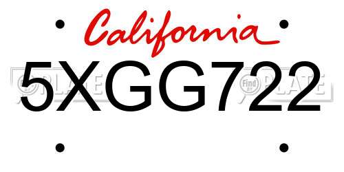 5XGG722 California License Plate