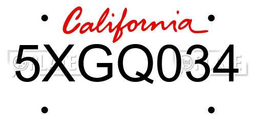 5XGQ034 California License Plate