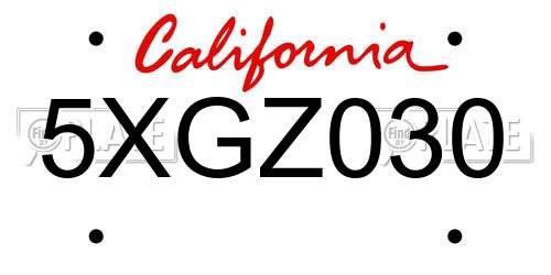 5XGZ030 California License Plate