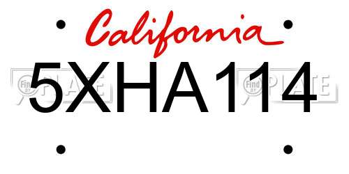 5XHA114 California License Plate