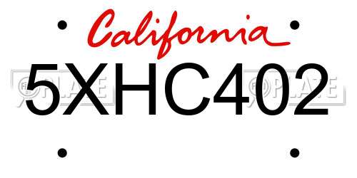 5XHC402 California License Plate