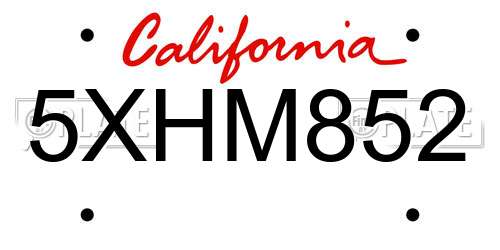 5XHM852 California License Plate