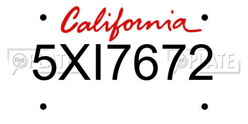 5XI7672 California License Plate