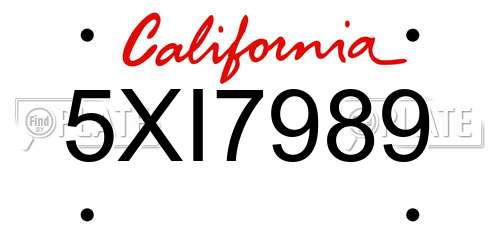 5XI7989 California License Plate