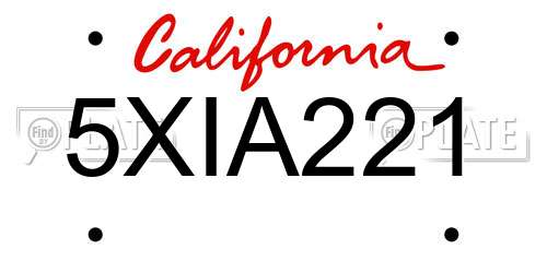 5XIA221 California License Plate
