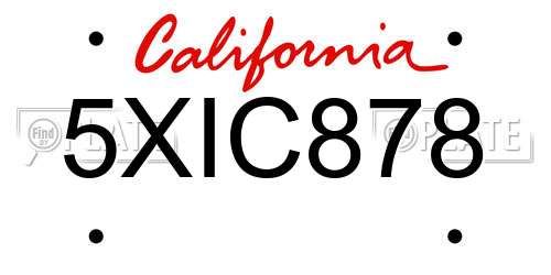 5XIC878 California License Plate