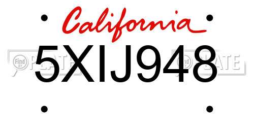5XIJ948 California License Plate
